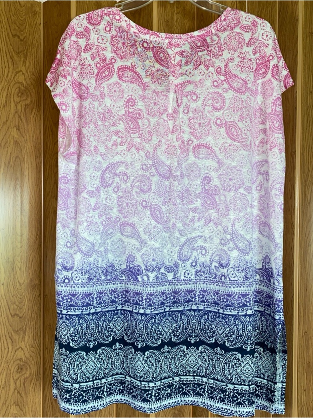 J Jill Love Linen Tunic Size 1X Purple Pink Ombre 100% Linen Beach Coastal Boho - Picture 5 of 8